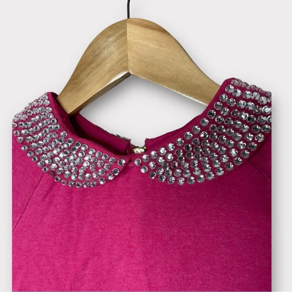 Kate Spade Girls Rhinestone Embellished Collar Pink Sweater